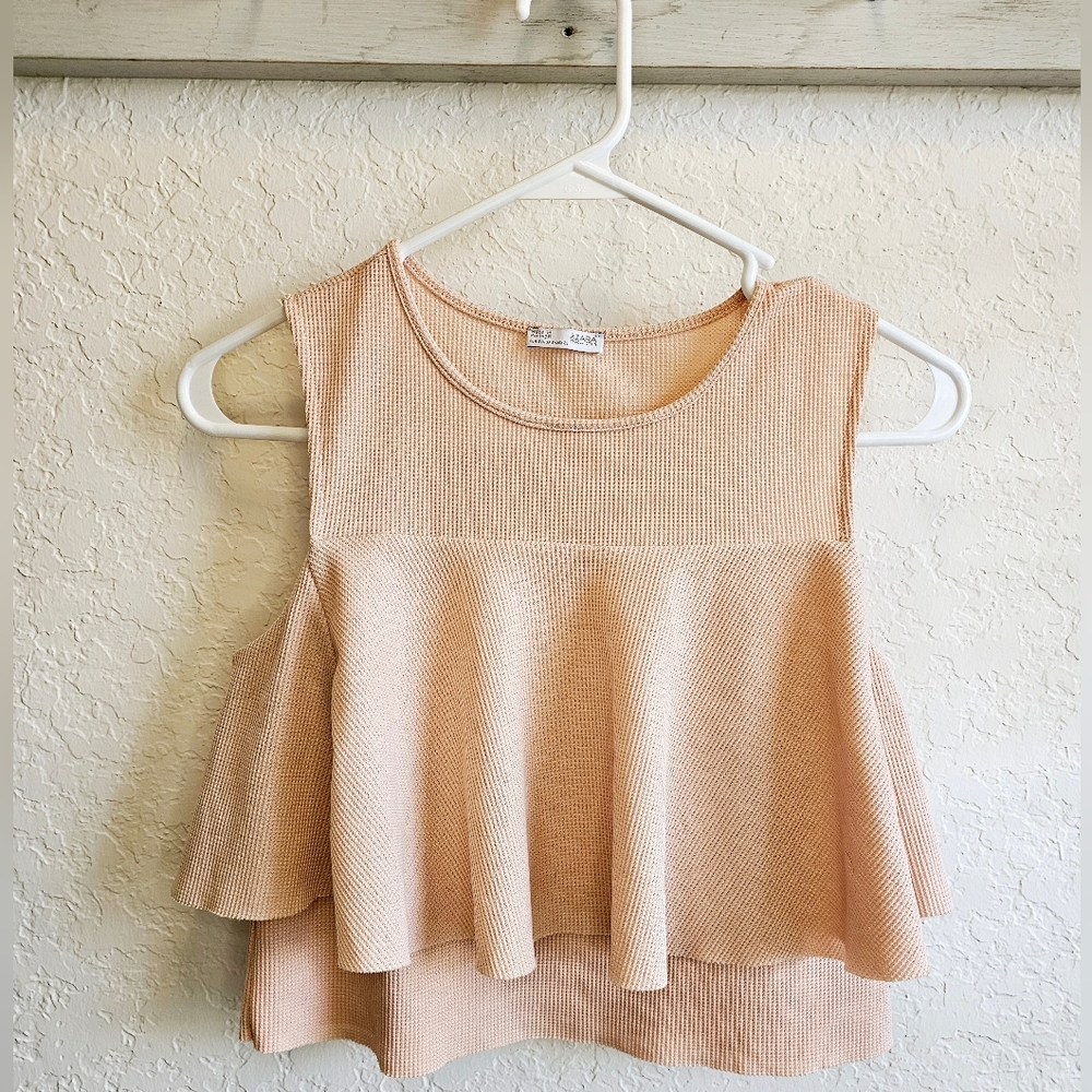 Zara tiered waffle crop tank